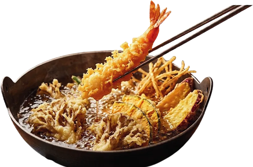 海老、舞茸、かぼちゃ、さつまいもの天ぷら